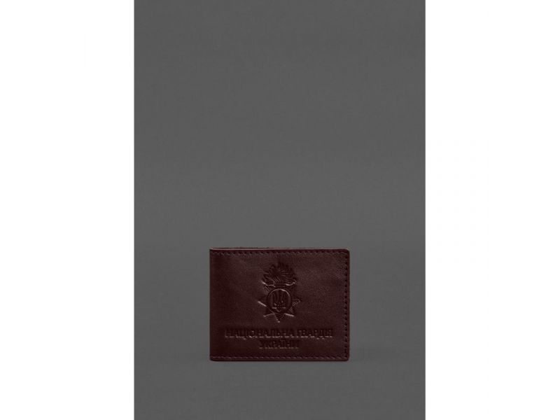 Кожаная обложка для служебного удостоверения Национальной гвардии Бордовая, фото 1