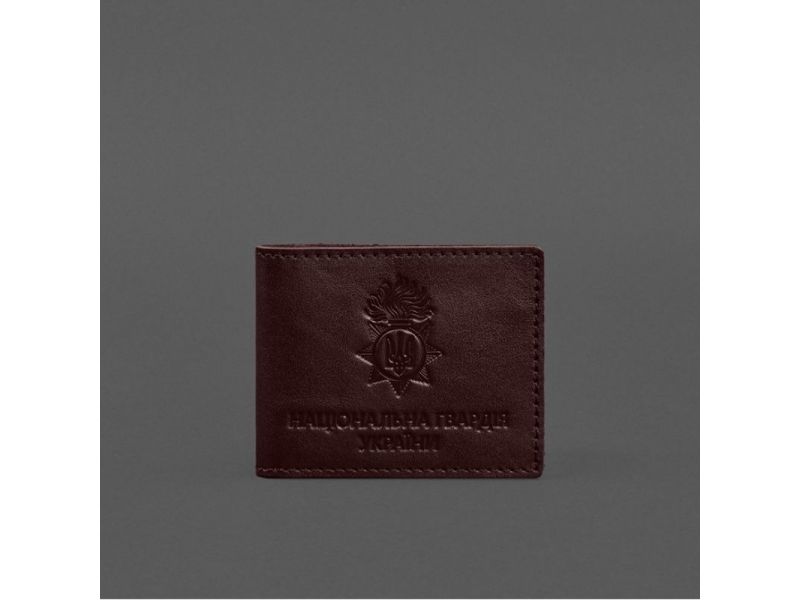 Кожаная обложка для служебного удостоверения Национальной гвардии Бордовая, фото 4