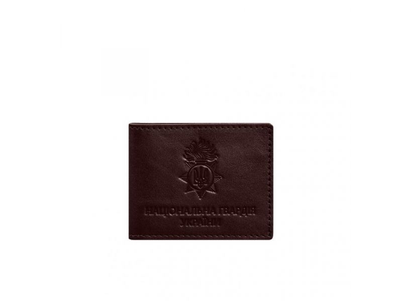 Кожаная обложка для служебного удостоверения Национальной гвардии Бордовая, фото 5