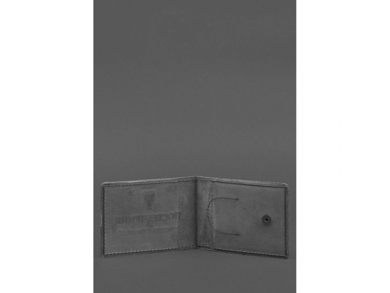 Кожаная обложка для удостоверения участника боевых действий (УБД) с карманом для жетона черная Crazy Horse, фото 2