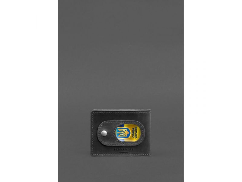 Кожаная обложка для удостоверения участника боевых действий (УБД) с карманом для жетона черная Crazy Horse, фото 4