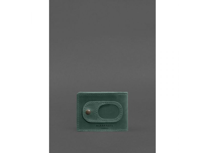 Кожаная обложка для удостоверения участника боевых действий (УБД) с карманом для жетона зеленая Crazy Horse, фото 3