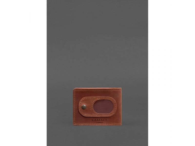 Кожаная обложка для удостоверения участника боевых действий (УБД) с карманом для жетона светло-коричневая Crazy Horse, фото 3