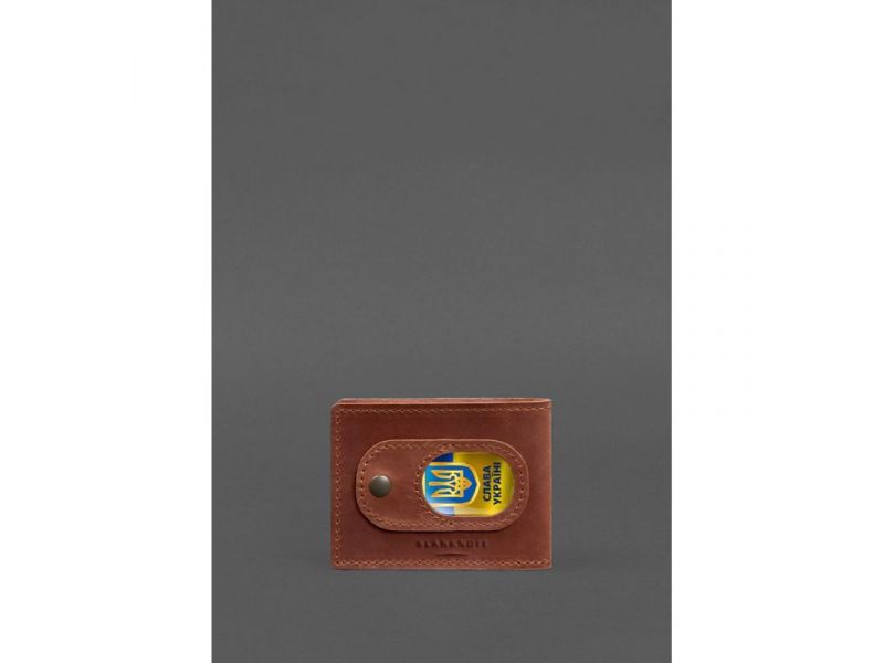 Кожаная обложка для удостоверения участника боевых действий (УБД) с карманом для жетона светло-коричневая Crazy Horse, фото 4