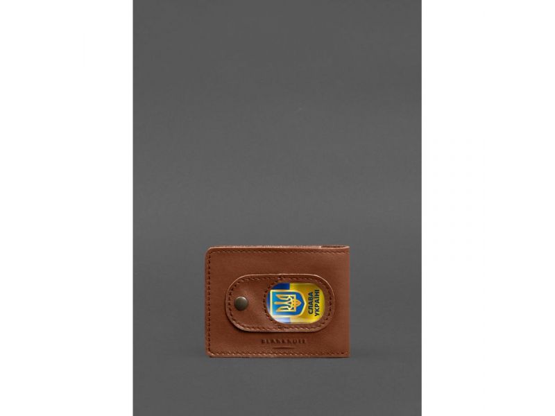 Кожаная обложка для удостоверения участника боевых действий (УБД) с карманом для жетона светло-коричневая, фото 4