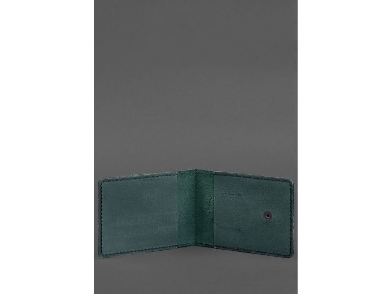 Кожаная обложка для удостоверения участника боевых действий (УБД) с карманом для жетона зеленая, фото 2