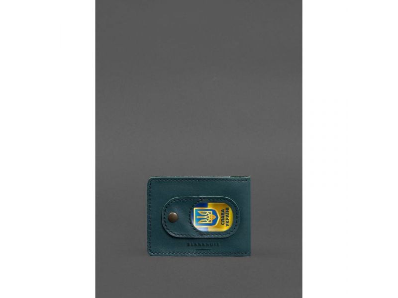 Кожаная обложка для удостоверения участника боевых действий (УБД) с карманом для жетона зеленая, фото 4