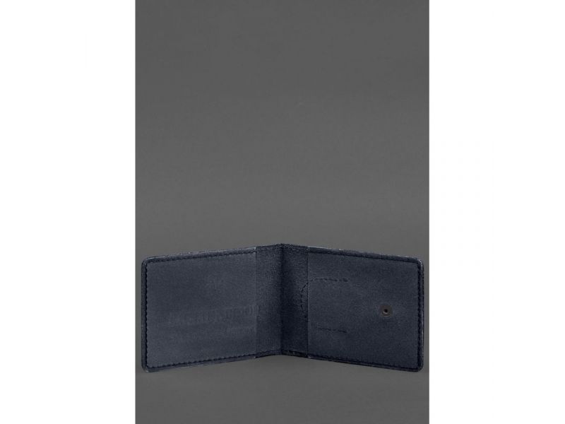 Кожаная обложка для удостоверения участника боевых действий (УБД) с карманом для жетона темно-синяя, фото 2