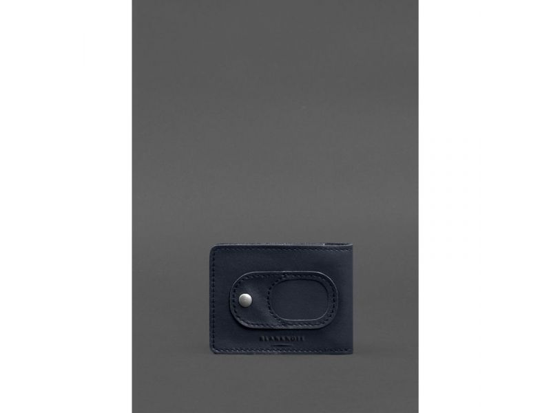 Кожаная обложка для удостоверения участника боевых действий (УБД) с карманом для жетона темно-синяя, фото 3