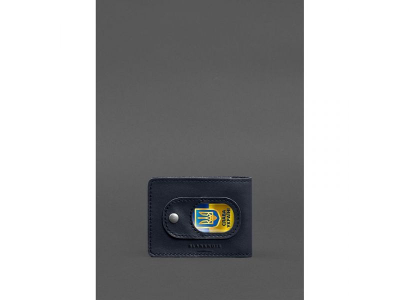 Кожаная обложка для удостоверения участника боевых действий (УБД) с карманом для жетона темно-синяя, фото 4