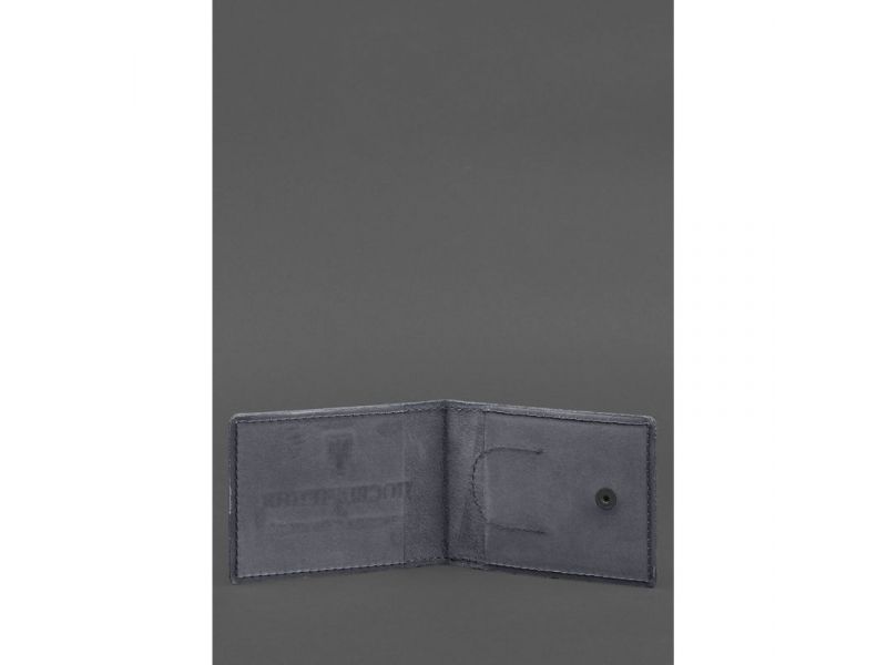 Кожаная обложка для удостоверения участника боевых действий (УБД) с карманом для жетона синяя Crazy Horse, фото 2