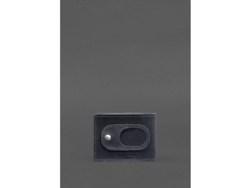 Кожаная обложка для удостоверения участника боевых действий (УБД) с карманом для жетона синяя Crazy Horse, фото 3