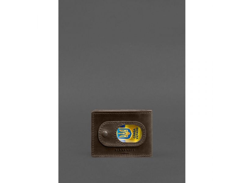 Кожаная обложка для удостоверения участника боевых действий (УБД) с карманом для жетона темно-коричневая Crazy Horse, фото 4