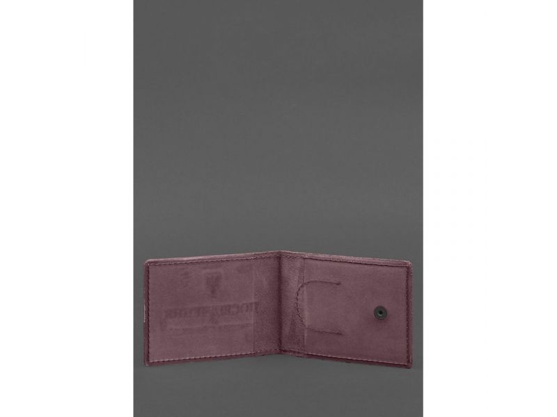 Кожаная обложка для удостоверения участника боевых действий (УБД) с карманом для жетона бордовая Crazy Horse, фото 2