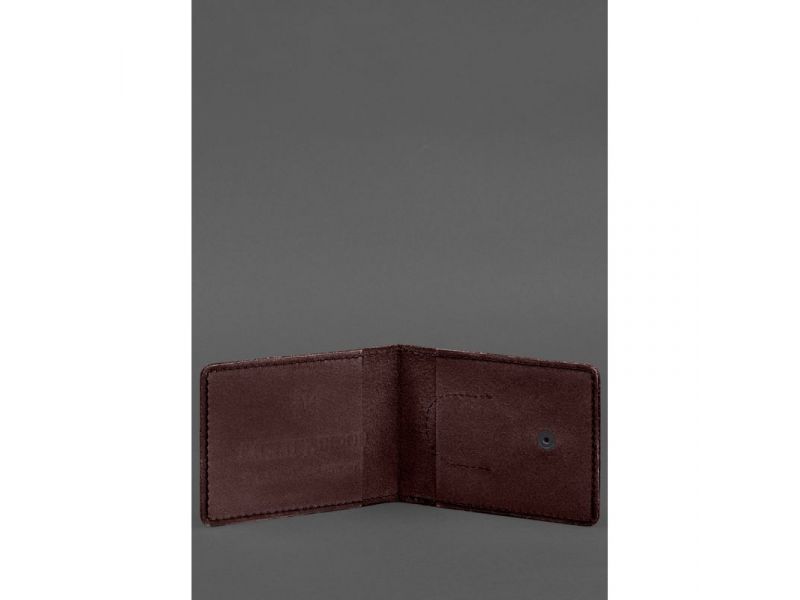 Кожаная обложка для удостоверения участника боевых действий (УБД) с карманом для жетона бордовая, фото 2