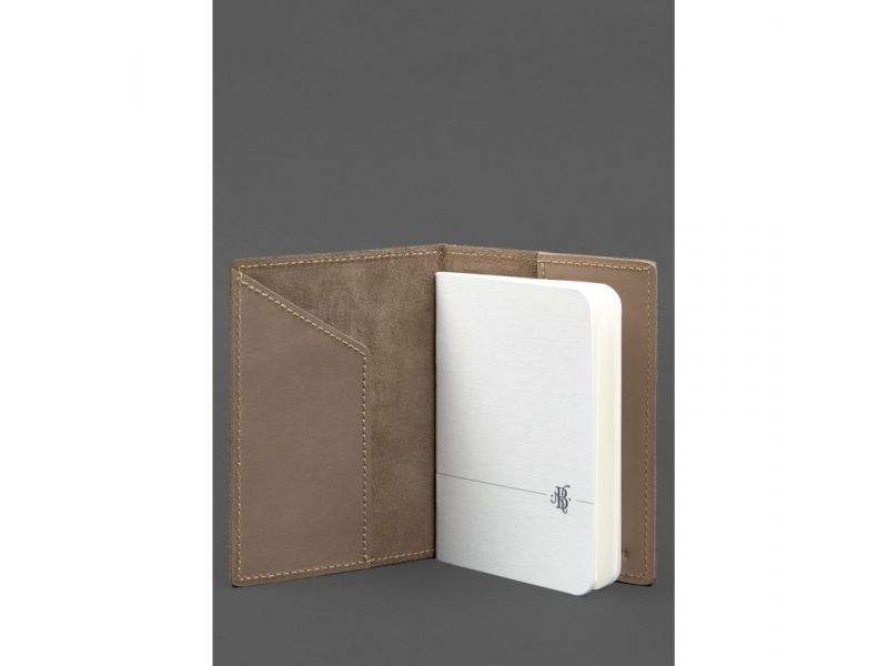 Кожаная обложка для военного билета 7.0 светло-бежевая Crazy Horse, фото 3