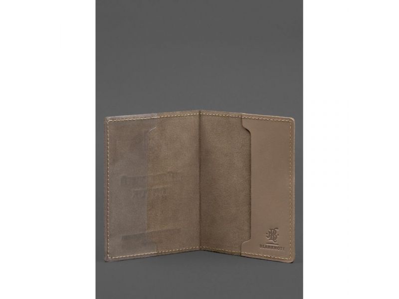 Кожаная обложка для военного билета 7.0 светло-бежевая Crazy Horse, фото 4