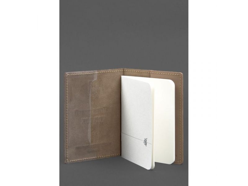 Кожаная обложка для военного билета 7.0 светло-бежевая Crazy Horse, фото 5