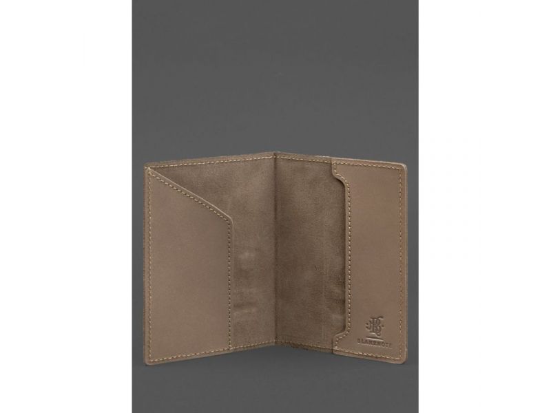 Кожаная обложка для военного билета 7.3 светло-бежевая Crazy Horse, фото 2