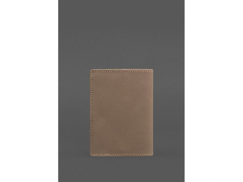 Кожаная обложка для паспорта с украинским гербом светло-бежевая, фото 4