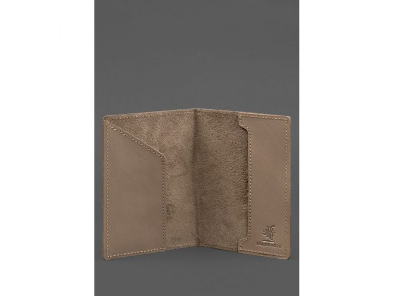 Кожаная обложка для паспорта с картой Украины светло-бежевая Crazy Horse, фото 2