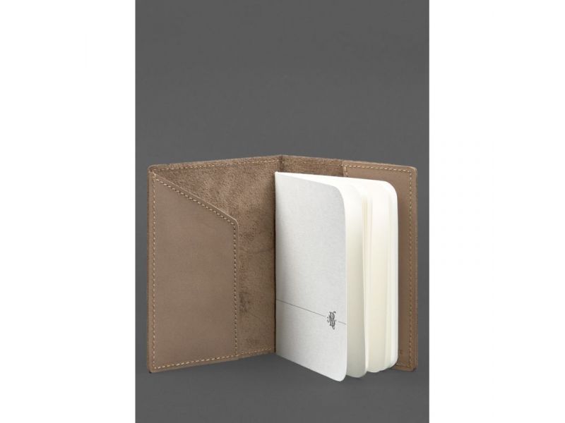 Кожаная обложка для паспорта с картой Украины светло-бежевая Crazy Horse, фото 3