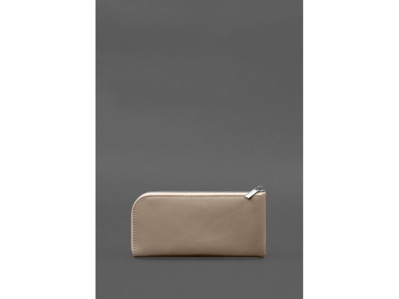 Кожаное портмоне-купюрник на молнии 14.1 светло-бежевое, фото 8