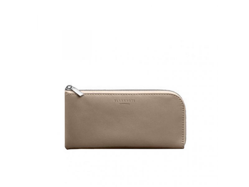 Кожаное портмоне-купюрник на молнии 14.1 светло-бежевое, фото 10