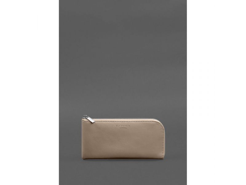 Кожаное портмоне-купюрник на молнии 14.1 светло-бежевое, фото 1