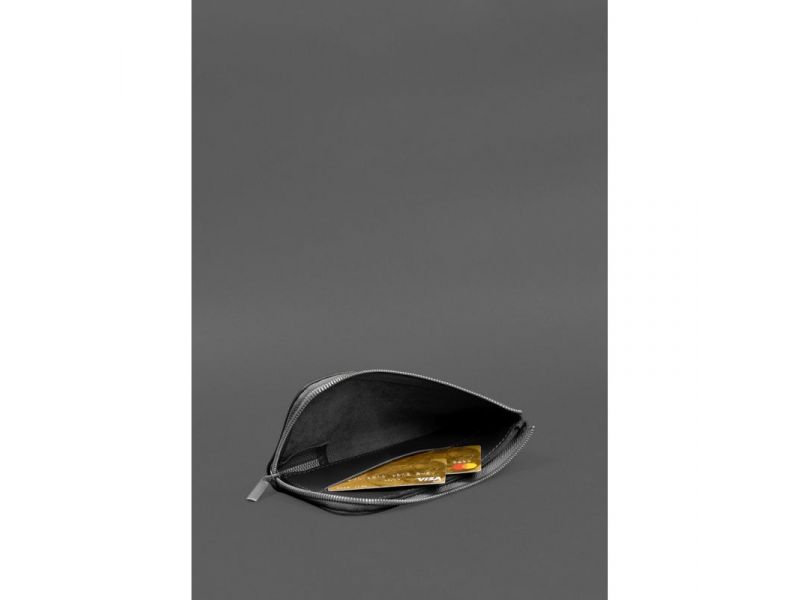 Кожаное портмоне-купюрник на молнии 14.1черное, фото 6