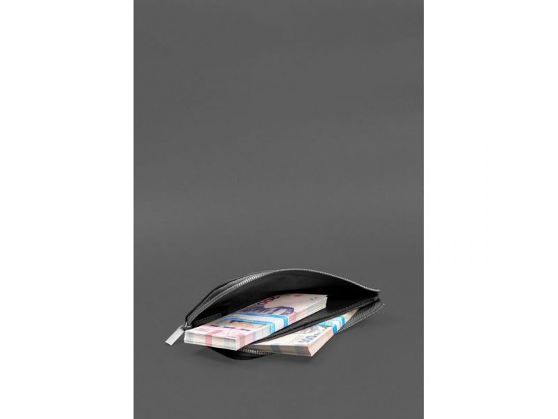 Кожаное портмоне-купюрник на молнии 14.1черное, фото 2