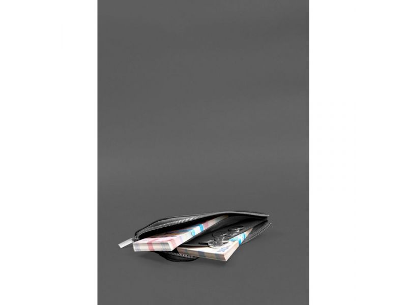 Кожаное портмоне-купюрник на молнии 14.1черное, фото 7