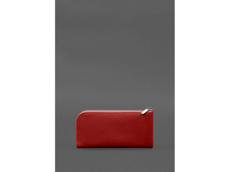 Кожаное портмоне-купюрник на молнии 14.1красное, фото 8