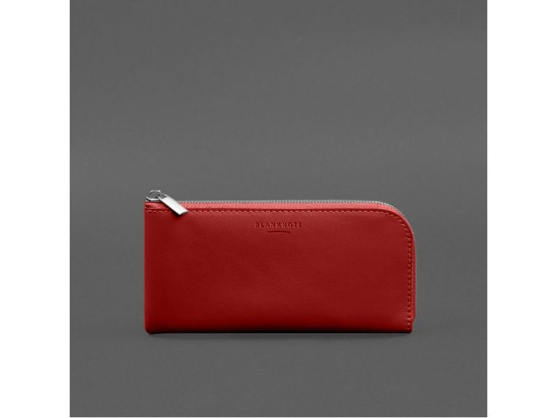 Кожаное портмоне-купюрник на молнии 14.1красное, фото 9