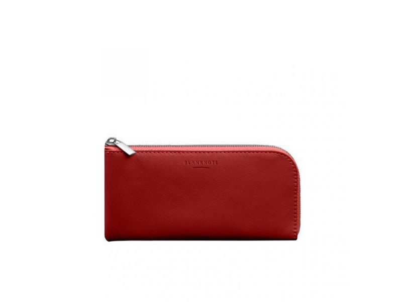 Кожаное портмоне-купюрник на молнии 14.1красное, фото 10