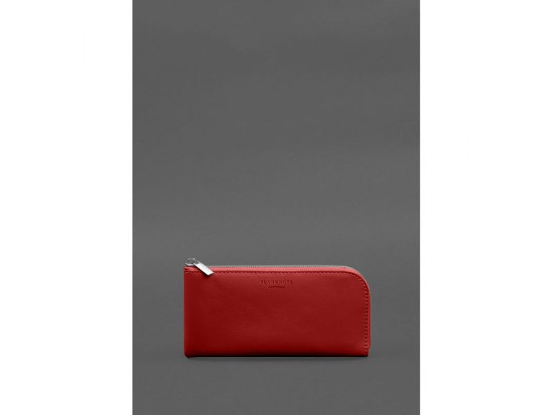 Кожаное портмоне-купюрник на молнии 14.1красное, фото 1