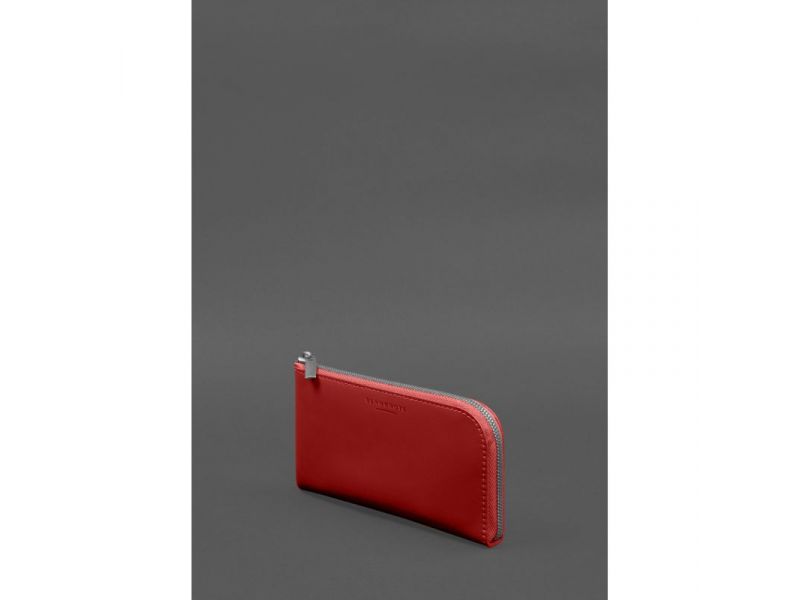 Кожаное портмоне-купюрник на молнии 14.1красное, фото 3