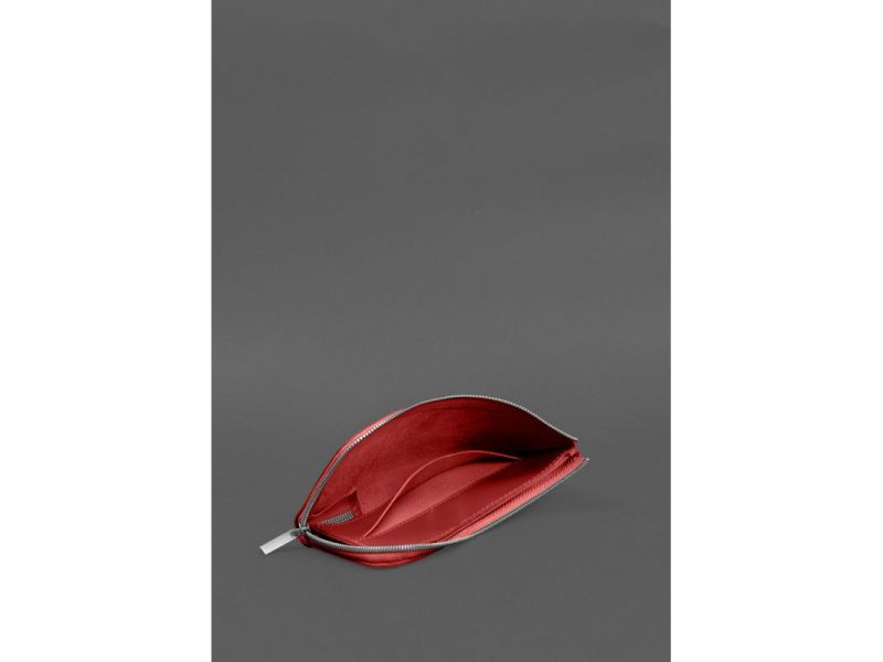 Кожаное портмоне-купюрник на молнии 14.1красное, фото 5