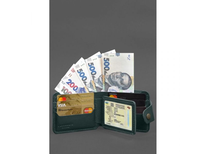 Кожаное портмоне 9.1 Зеленый, фото 2