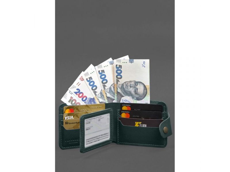 Кожаное портмоне 9.1 Зеленый, фото 5