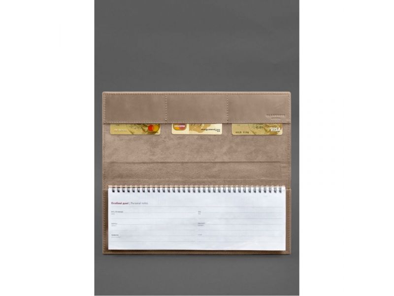 Настольный планер с блоком на пружине светло-бежевый Crazy Horse, фото 2