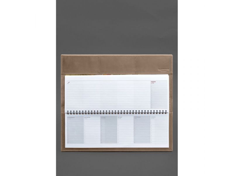 Настольный планер с блоком на пружине светло-бежевый Crazy Horse, фото 4