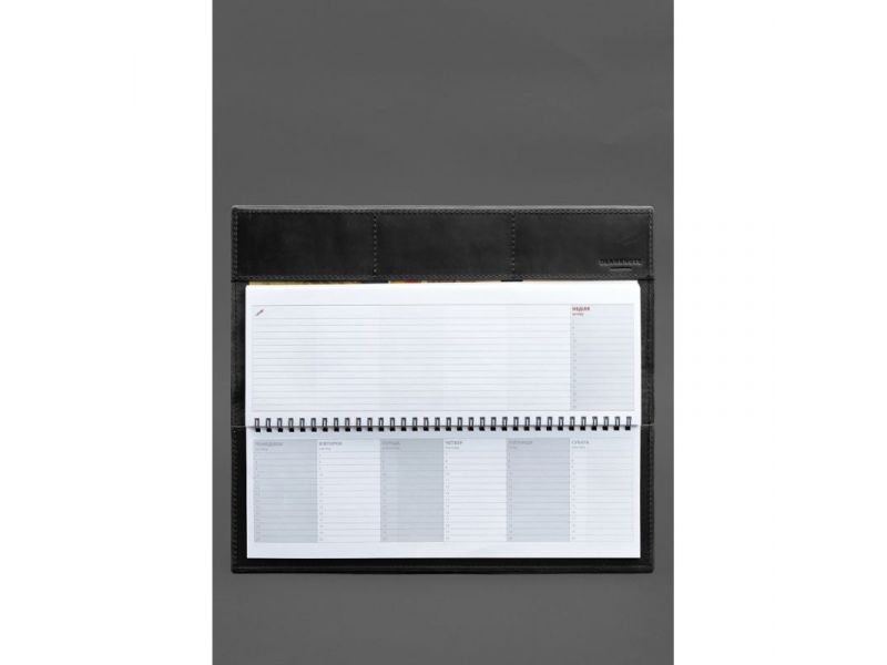 Настольный планер с блоком на пружине черный Crazy Horse, фото 4