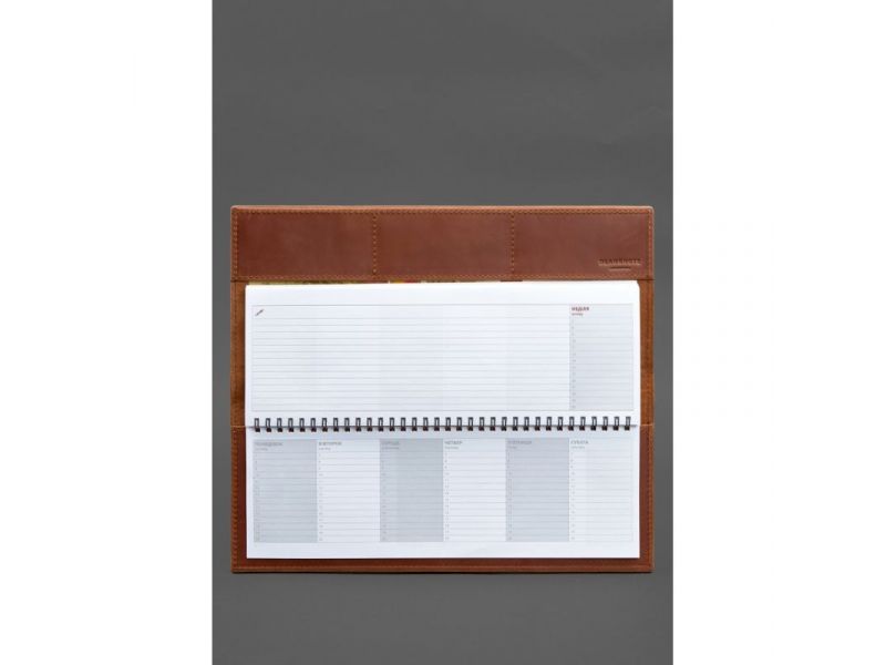 Настольный планер с блоком на пружине светло-коричневый Crazy Horse, фото 4