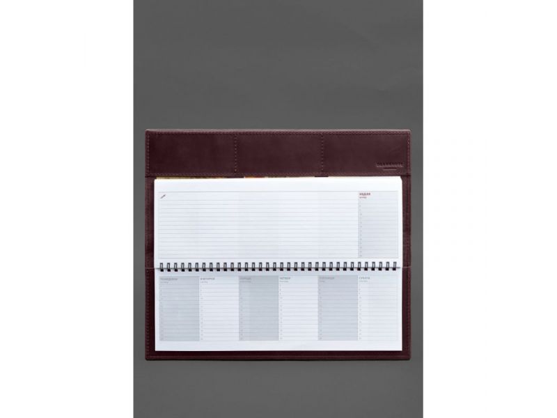 Настольный планер с блоком на пружине бордовый Crazy Horse, фото 4