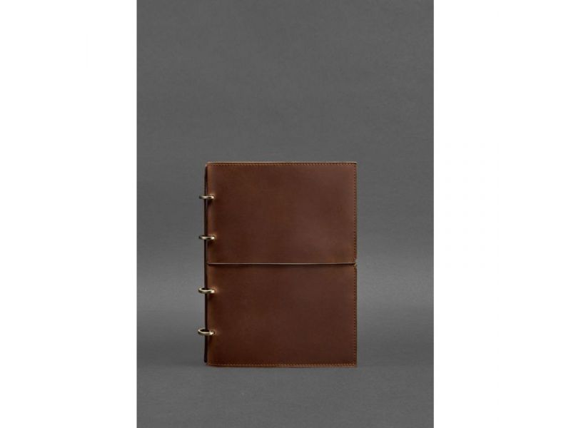 Кожаный блокнот А5 на кольцах (софт-бук) 9.0 в мягкой светло-коричневой обложке, фото 1