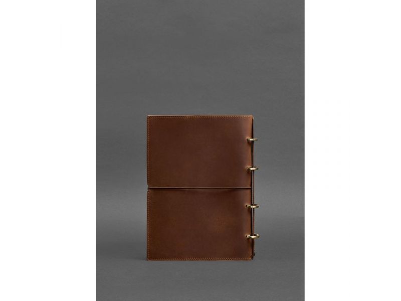 Кожаный блокнот А5 на кольцах (софт-бук) 9.0 в мягкой светло-коричневой обложке, фото 5