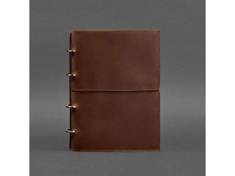 Кожаный блокнот А5 на кольцах (софт-бук) 9.0 в мягкой светло-коричневой обложке, фото 6