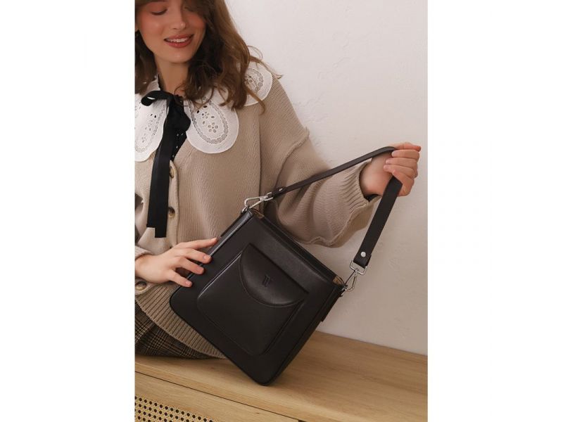 Женская кожаная сумка Stella темно-коричневая, фото 1