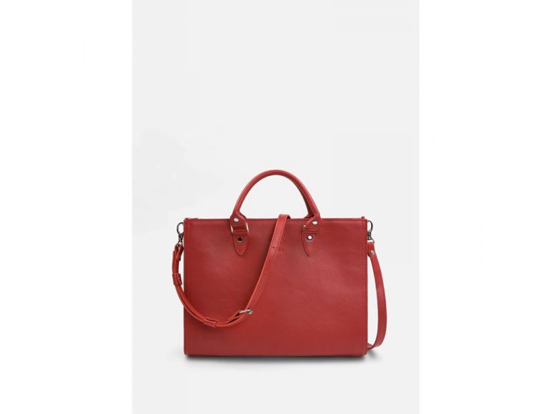 Женская кожаная сумка Fancy A4 красная, фото 1